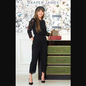 Draper James Black Lace Fully Lined Cropped Pull-On High Waist Pants womens XXL